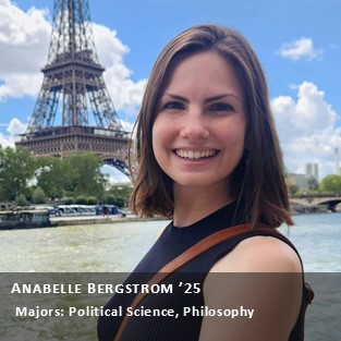 OUR Peer Research Ambassador Anabelle Bergstrom '25, Majors: Political Science, Philosophy.