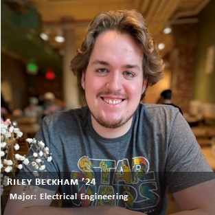 OUR Peer Research Ambassador Riley Beckham '24, Major: Electrical Engineering.