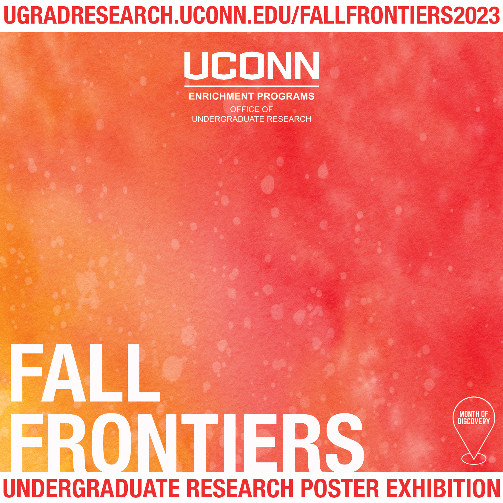 Red and yellow background with Fall Frontiers 2023 in white text.