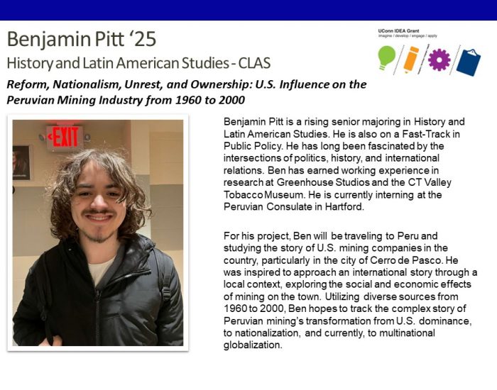 IDEA Grant recipient Benjamin Pitt '25