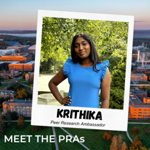 Picture of Krithika with test "Meet the PRAs - Krithika, Peer Research Ambassador."