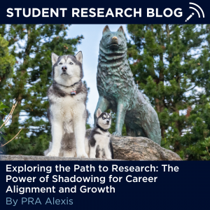 Picture of Jonathan XIV and Jonathan XV with text: "Student Research Blog: Exploring the Path to Research: The Power of Shadowing for Career Alignment and Growth, By PRA Alexis" with link to https://ugradresearch.uconn.edu/2024/10/11/path-to-research/.