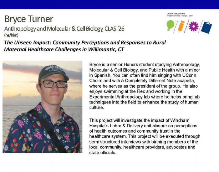 Picture and bio of Bryce Turner '26, Anthropology and Molecular & Cell Biology, CLAS.