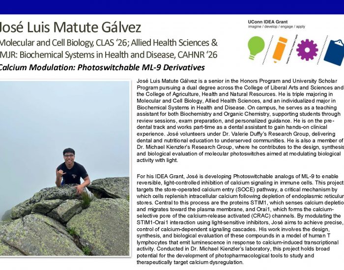 Bio for IDEA Grant Recipient Jose Luis Matute Galvez, Project: Calcium Modulation: Photoswitchable ML-9 Derivatives.