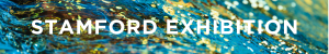 Blue background with gold specks. Text in white: Stamford Exhibition.